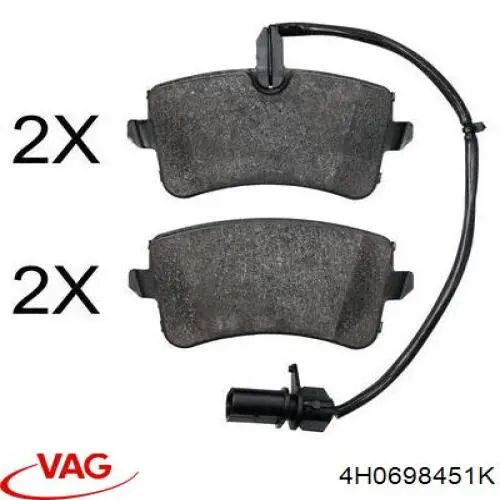 Купити 4H0698451K VAG Задні колодки