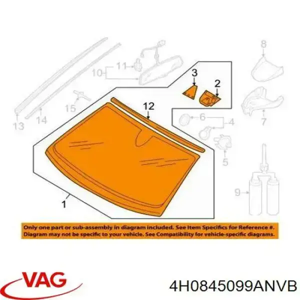 Автоскло VAG 4H0845099A ціна, від 166.61 USD