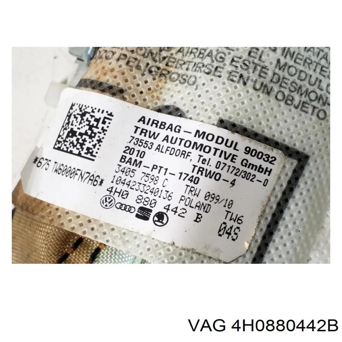 4H0880442B VAG Подушка безпеки AIRBAG спинки сидіння, правого