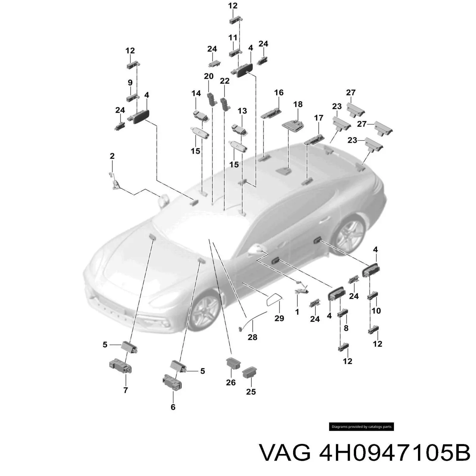 Плафон освітлення кабіни 4H0947105B VAG