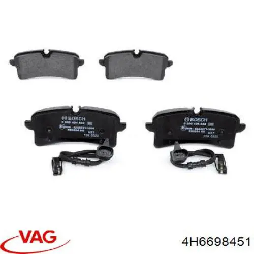 Задні гальмівні колодки VAG 4H6698451 ціна, від 54.22 USD