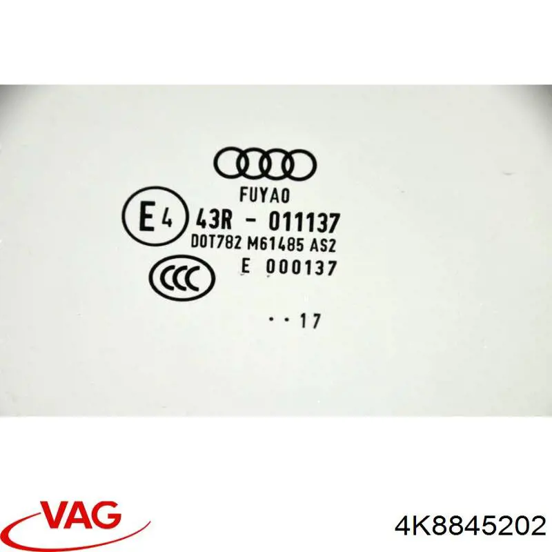 4K8845202 VAG Скло передніх дверей, правих