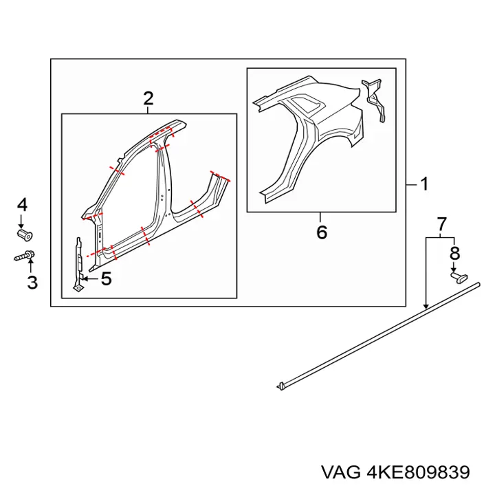 4KE809839 VAG Отвір передніх лівих дверей