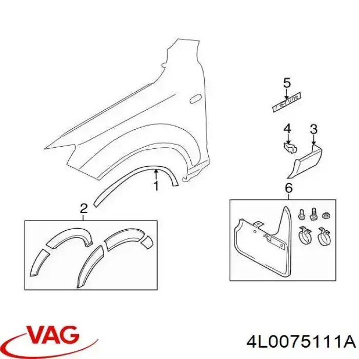 Купити 4L0075111A VAG Бризковики передніх коліс