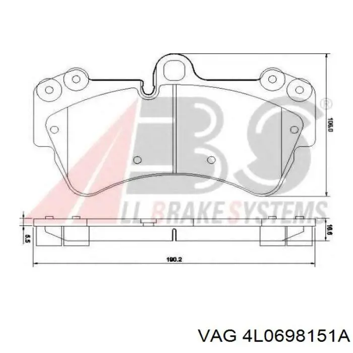 4L0698151A VAG Передні гальмівні колодки