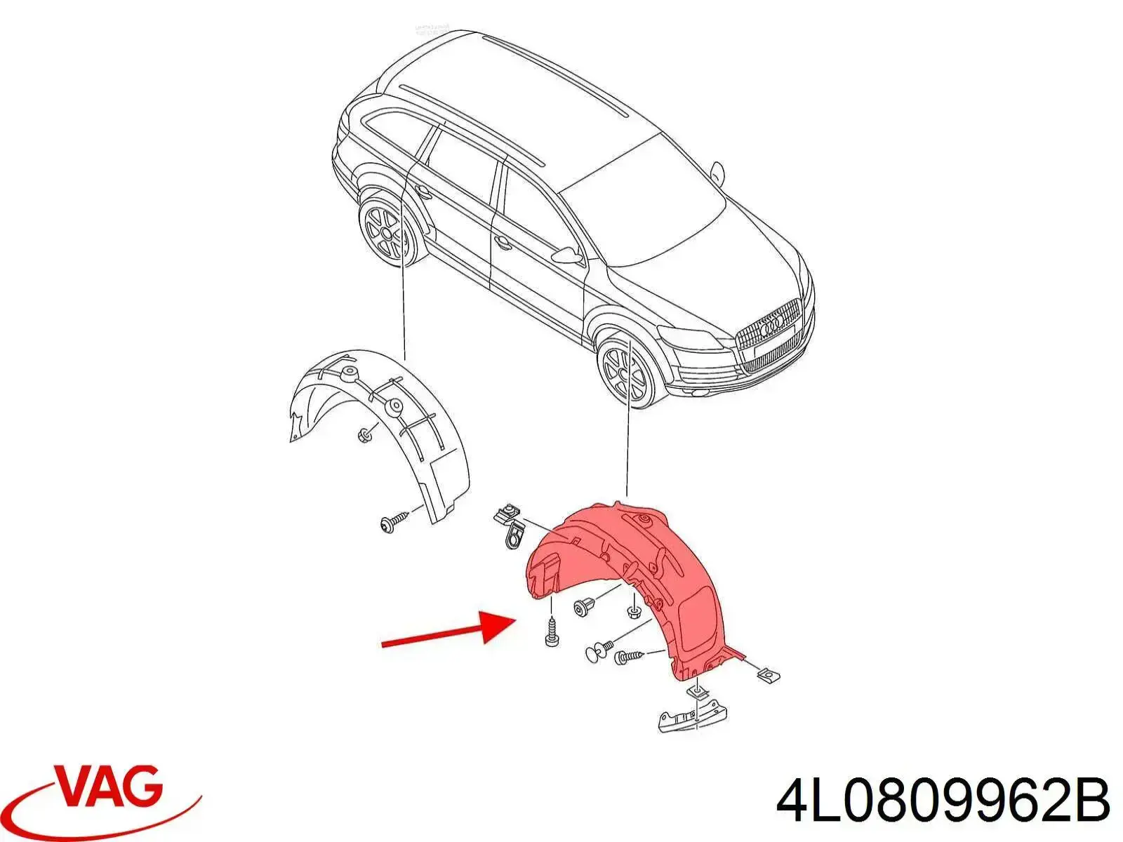 Подкрильнікі переднього крила, правий VAG 4L0809962B ціна, від 17.42 USD