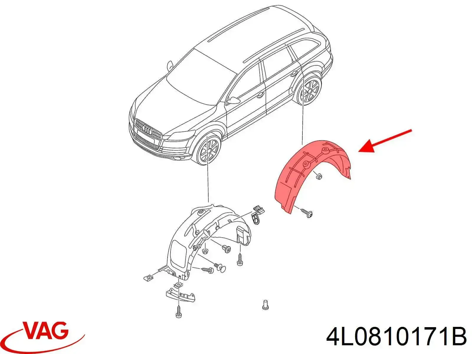 Підкрилок переднього крила, лівий VAG 4L0810171B ціна, від 31.39 USD