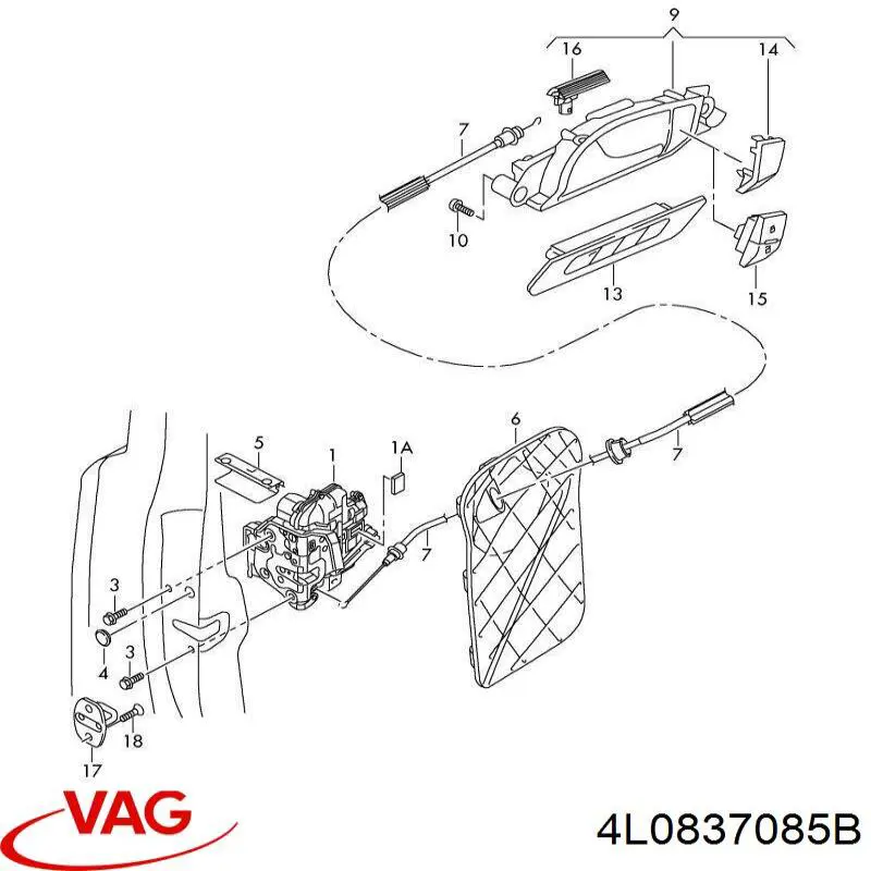 Трос відкривання двері передньої VAG 4L0837085B ціна, від 6.33 USD