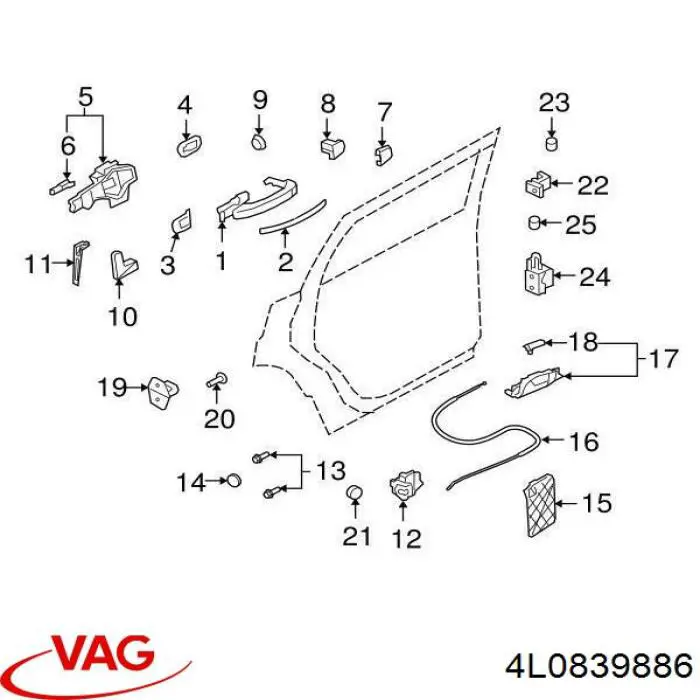 4L0839886 VAG Тримач зовнішньої ручки дверей, задніх правих