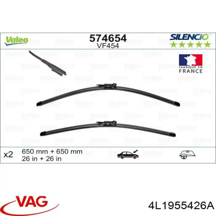 4L1955426A VAG Щітка склоочисника лобового скла, пасажирська