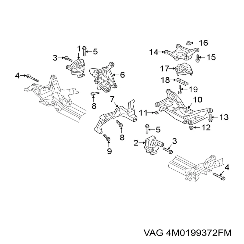 Подушка (опора) двигуна, права 4M0199372FM VAG