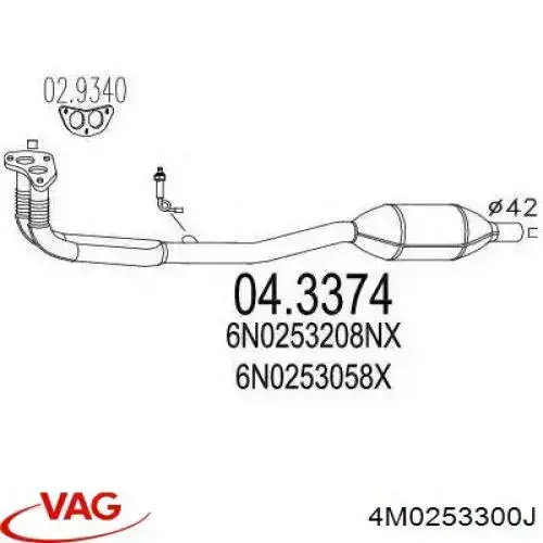 Глушник, передня частина VAG 4M0253300J ціна, від 620.76 USD