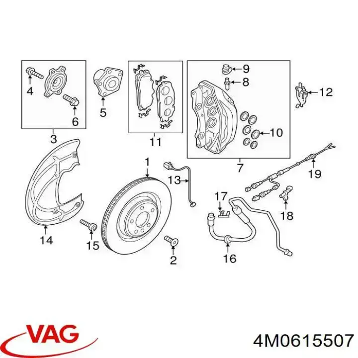 Ремкомплект супорту гальмівного переднього 4M0615507 VAG