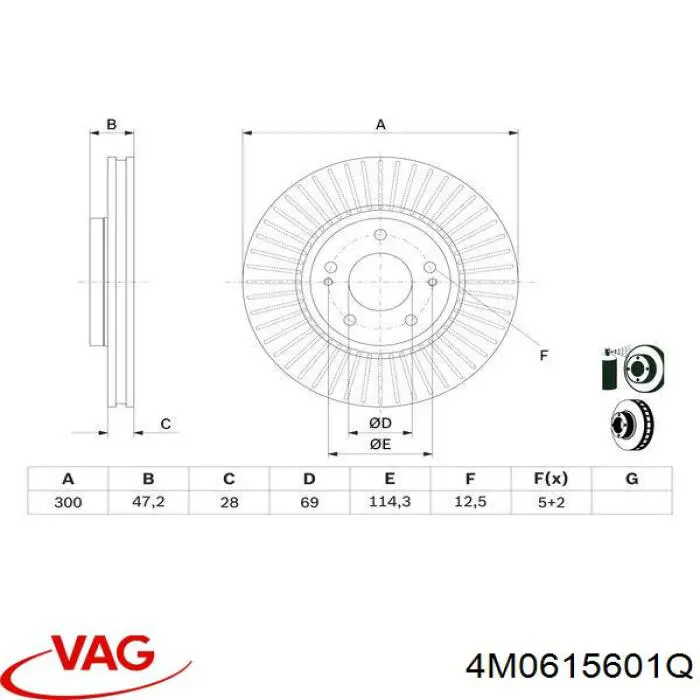 Диск переднього гальма VAG 4M0615601Q ціна, від 42.11 USD