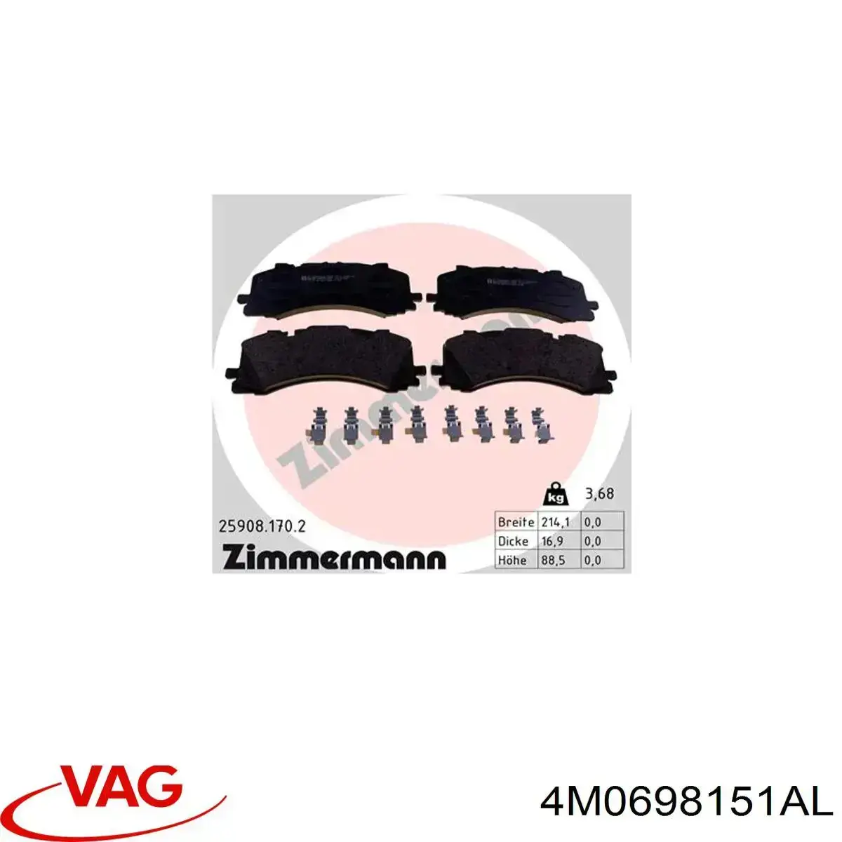 Гальмівні колодки VAG 4M0698151AL ціна, від 81.07 USD