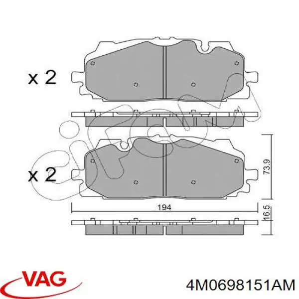 Гальмівні колодки VAG 4M0698151AM ціна, від 138.83 USD