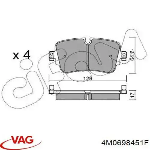 Задні гальмівні колодки VAG 4M0698451F ціна, від 70.48 USD