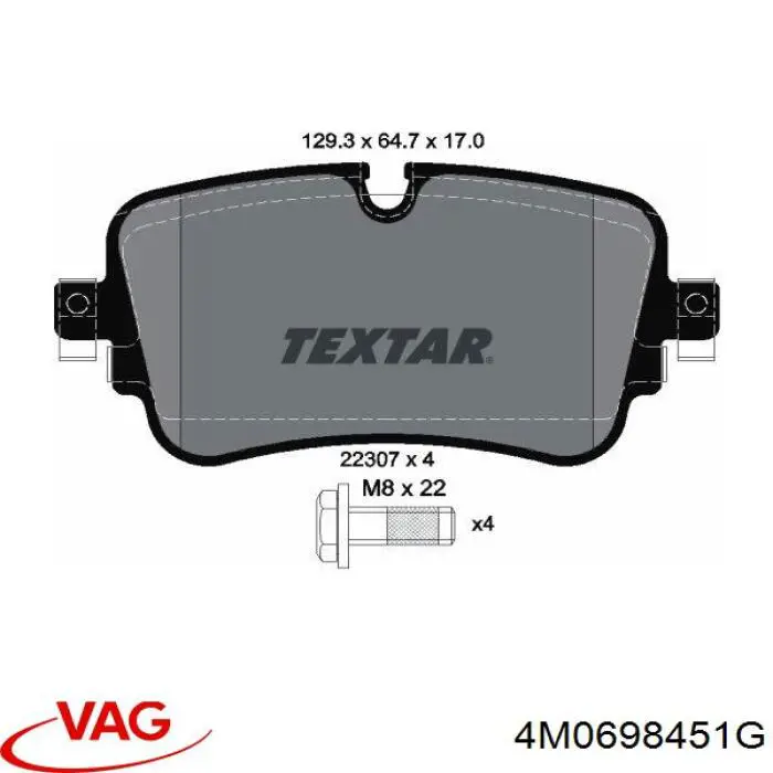 Купити 4M0698451G VAG Задні колодки