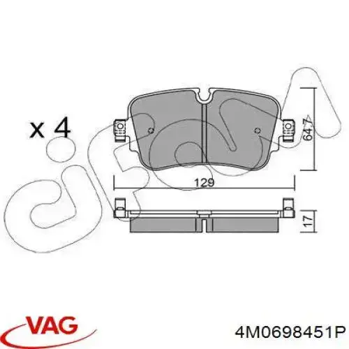 Купити 4M0698451P VAG Задні колодки
