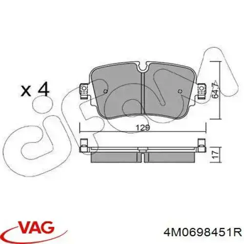 Задні гальмівні колодки 4M0698451R VAG