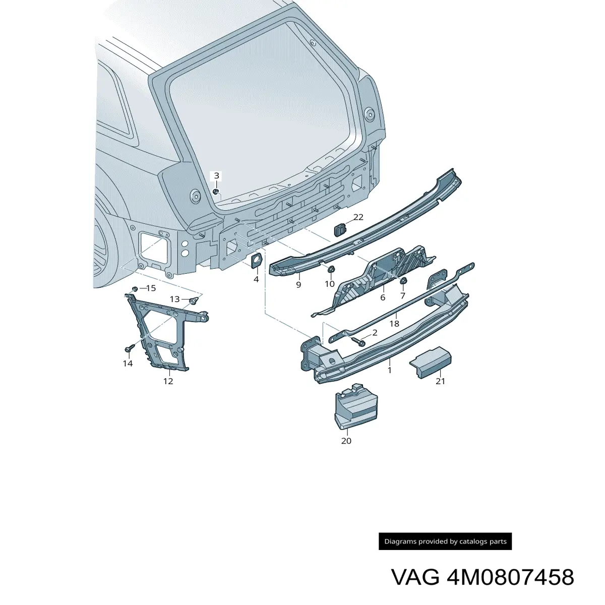 Кронштейн бампера заднього, центральний VAG 4M0807458