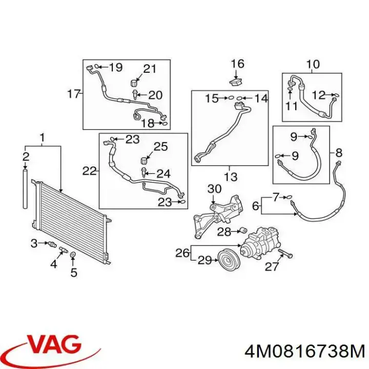 4M0816738M VAG Шланг кондиціонера, від радіатора до випарника