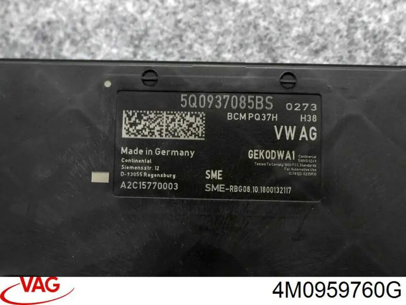 Модуль управління (ЕБУ) переднього сидіння 4M0959760G VAG