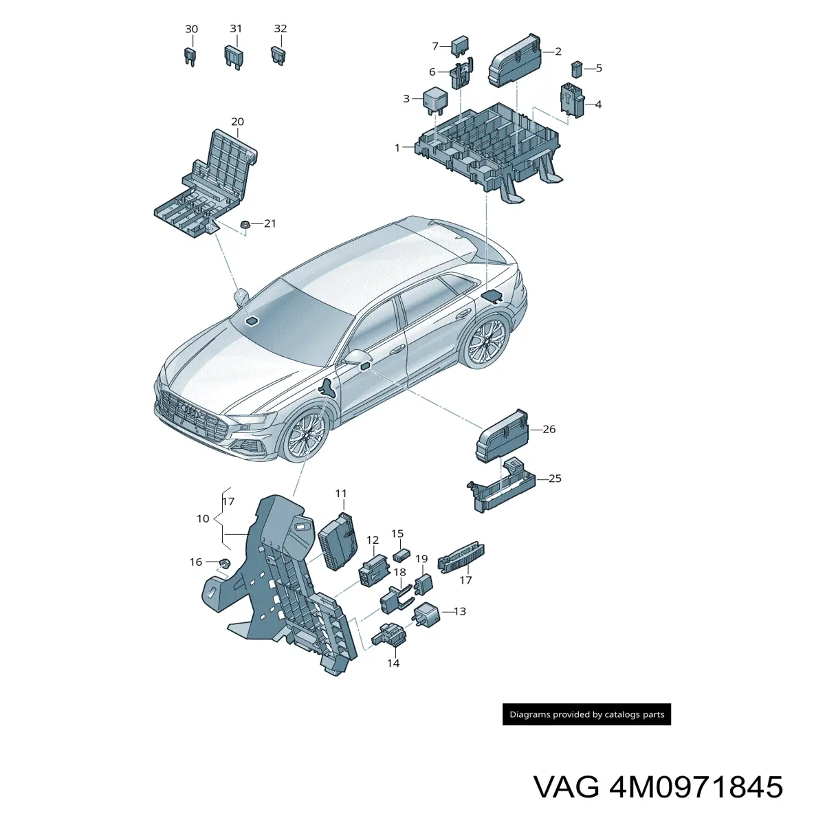 Купити 4M0971845 VAG Корпус блока запобіжників