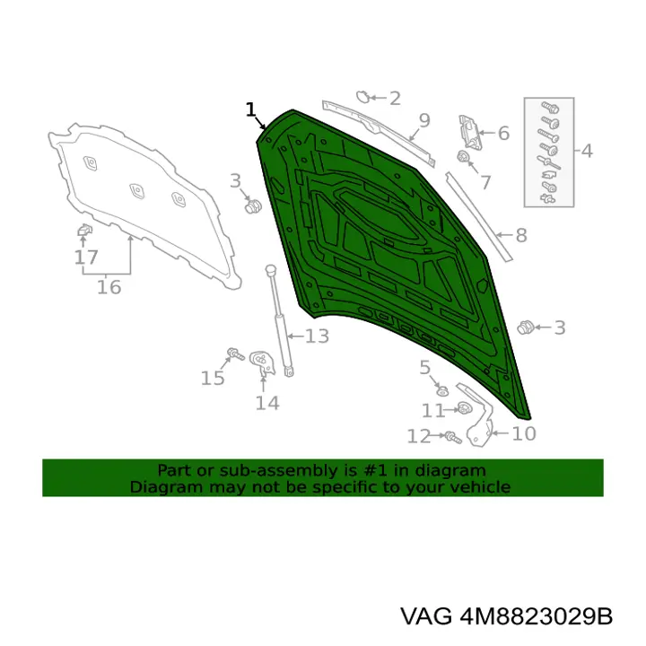 Капот VAG 4M8823029B ціна, від 1015.80 USD