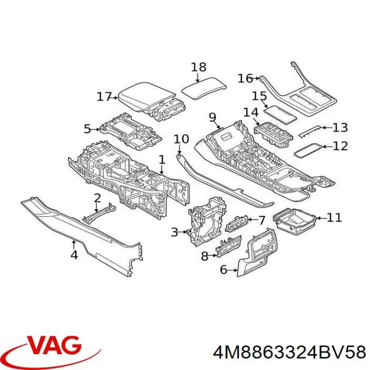 4M8863324BV58 VAG Декоративна накладка центральної консолі
