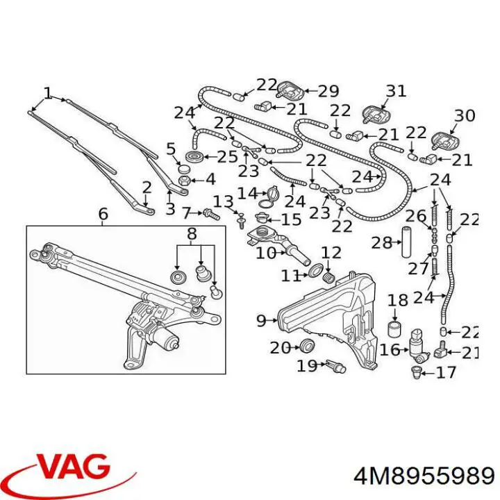 Форсунка омивача лобового скла 4M8955989 VAG