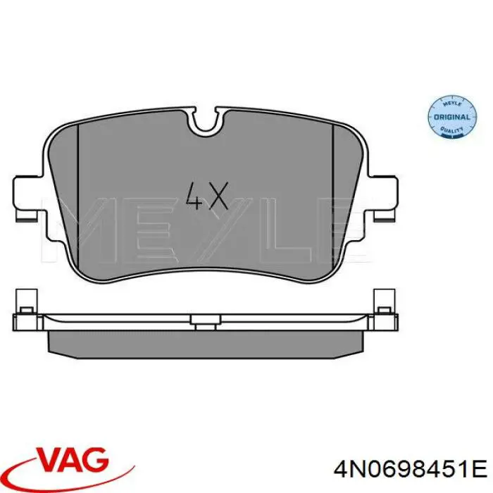 4N0698451E VAG Колодки гальмівні задні, дискові