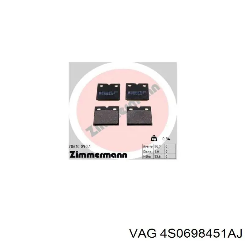 Купити 4S0698451AJ VAG Задні колодки