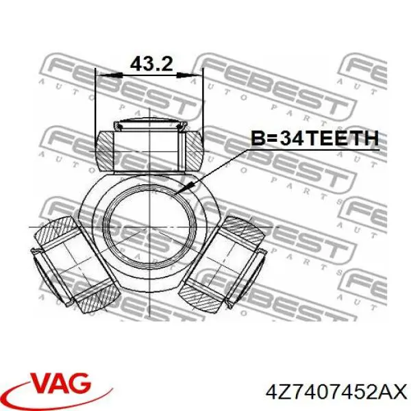 Купити 4Z7407452AX VAG Піввісь права