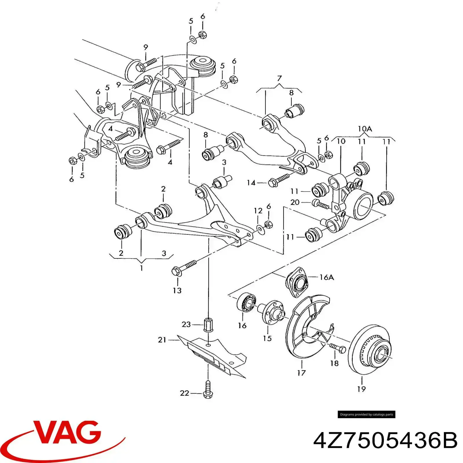 Цапфа - поворотний кулак задній, правий VAG 4Z7505436B ціна, від 41.53 USD