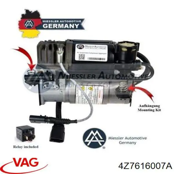 Купити 4Z7616007A VAG Компресор пневмопідкачки (амортизаторів)