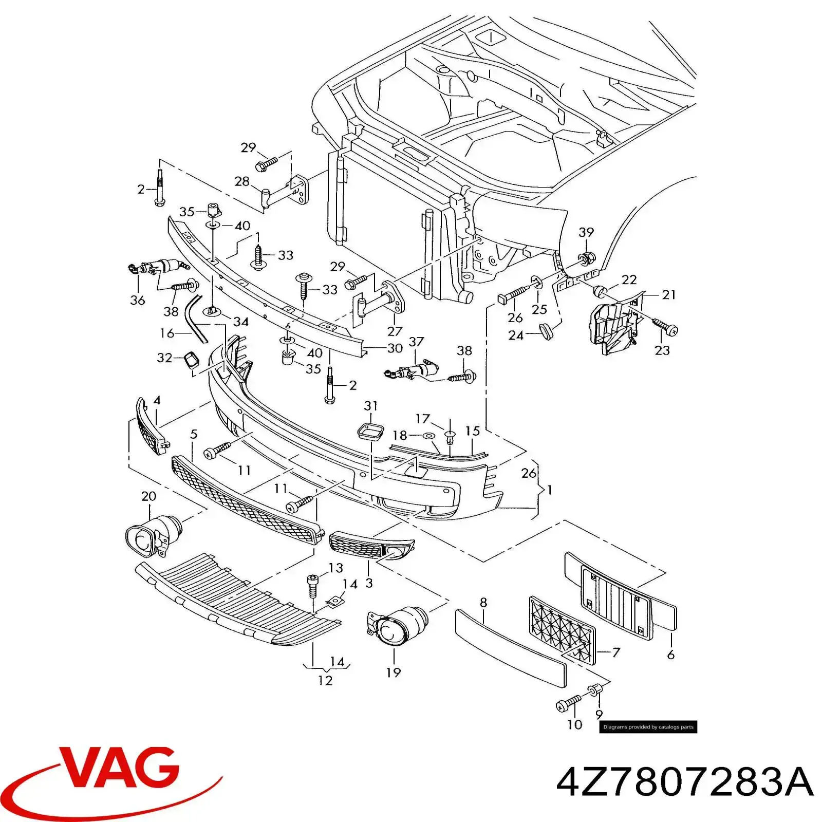 Направляюча переднього бампера, ліва VAG 4Z7807283A ціна, від 12.67 USD