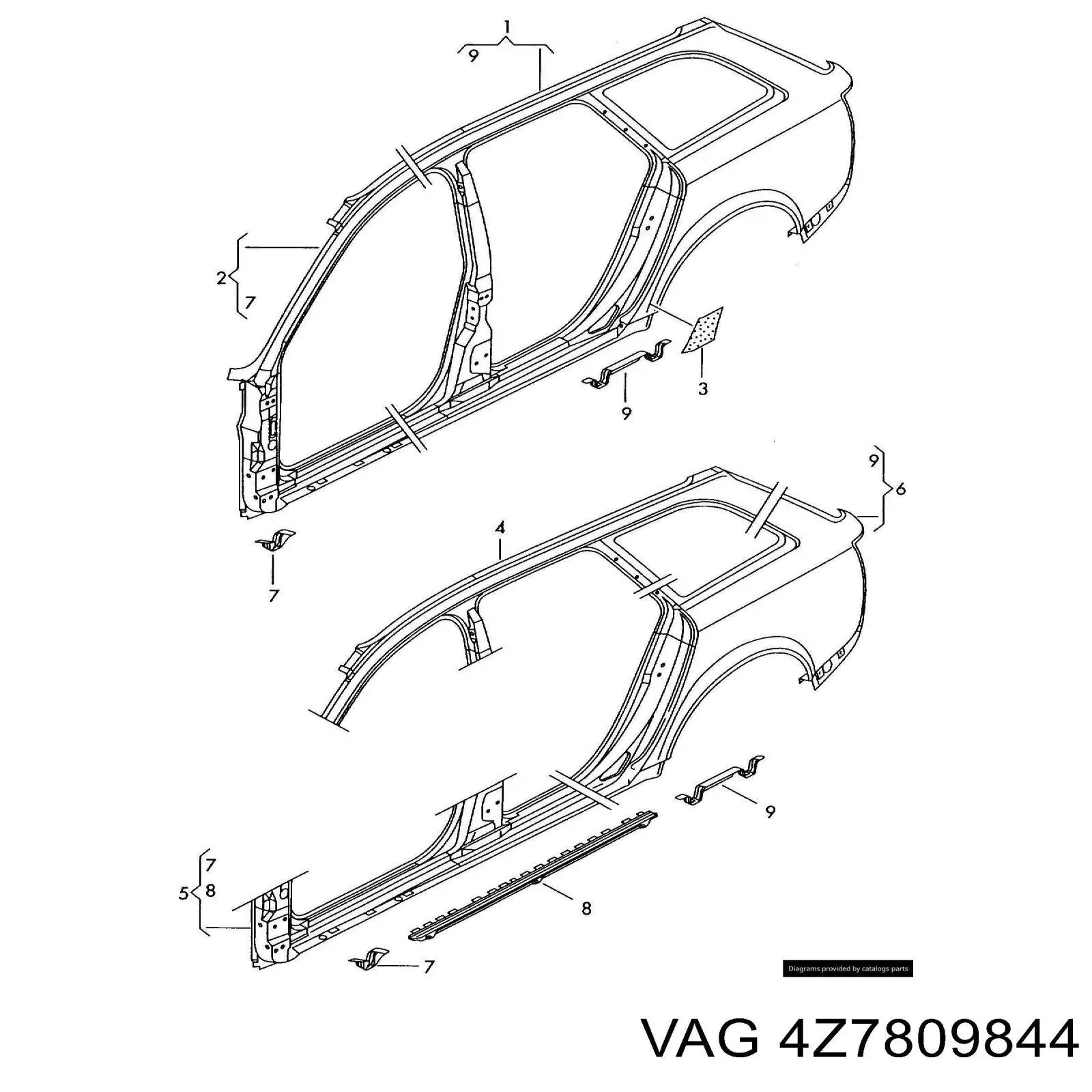Купити 4Z7809844 VAG Крило заднє праве