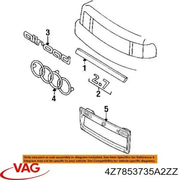 Фірмовий значок на кришку багажника VAG 4Z7853735A2ZZ