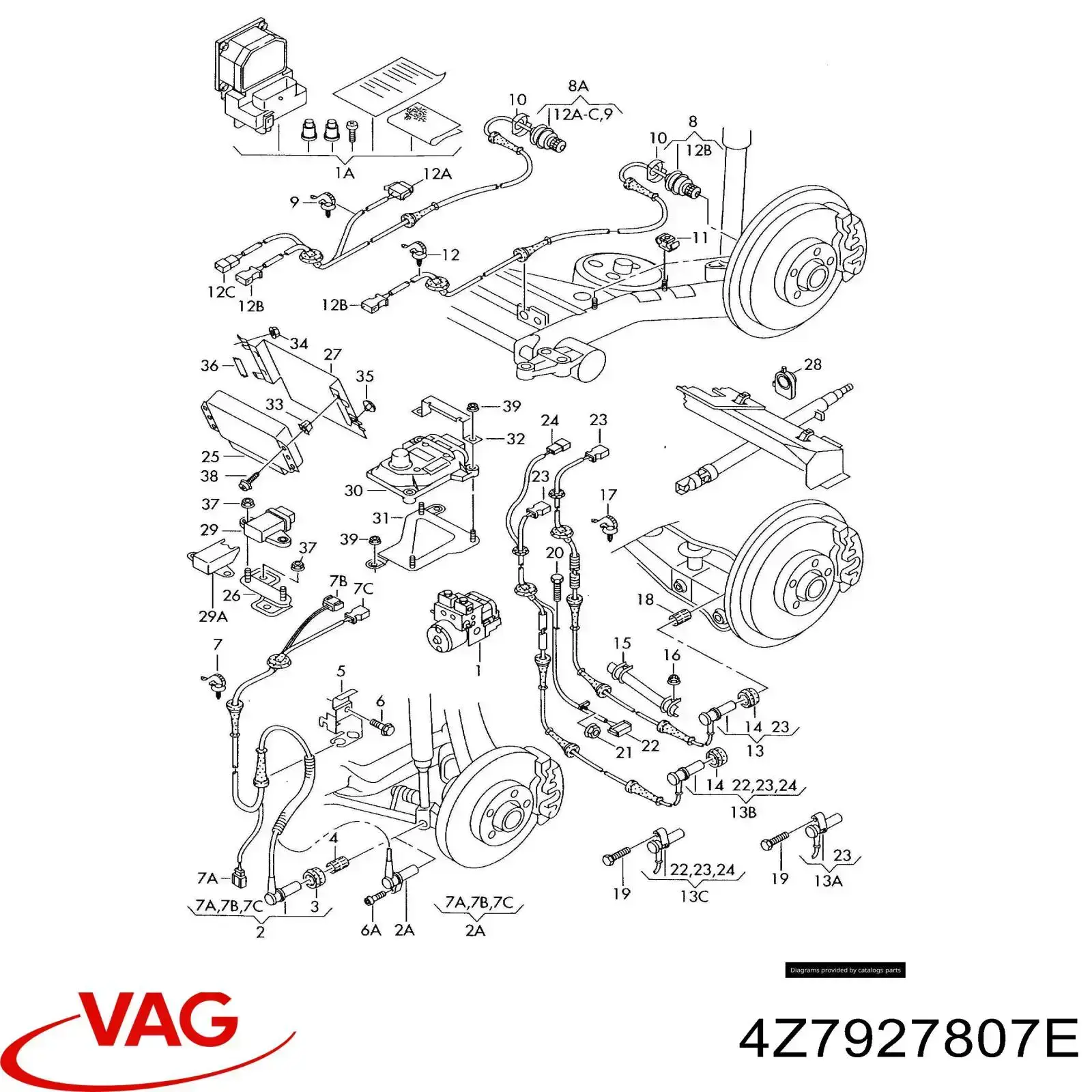 Датчик АБС (ABS) задній правий VAG 4Z7927807E ціна, від 63.35 USD