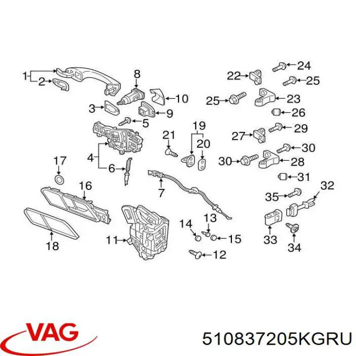 Ручка передніхї лівих дверей VAG 510837205L ціна, від 63.35 USD