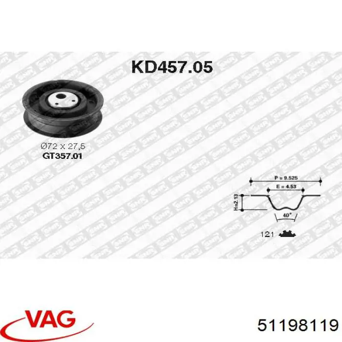 Комплект ГРМ VAG 51198119 ціна, від 27.69 USD