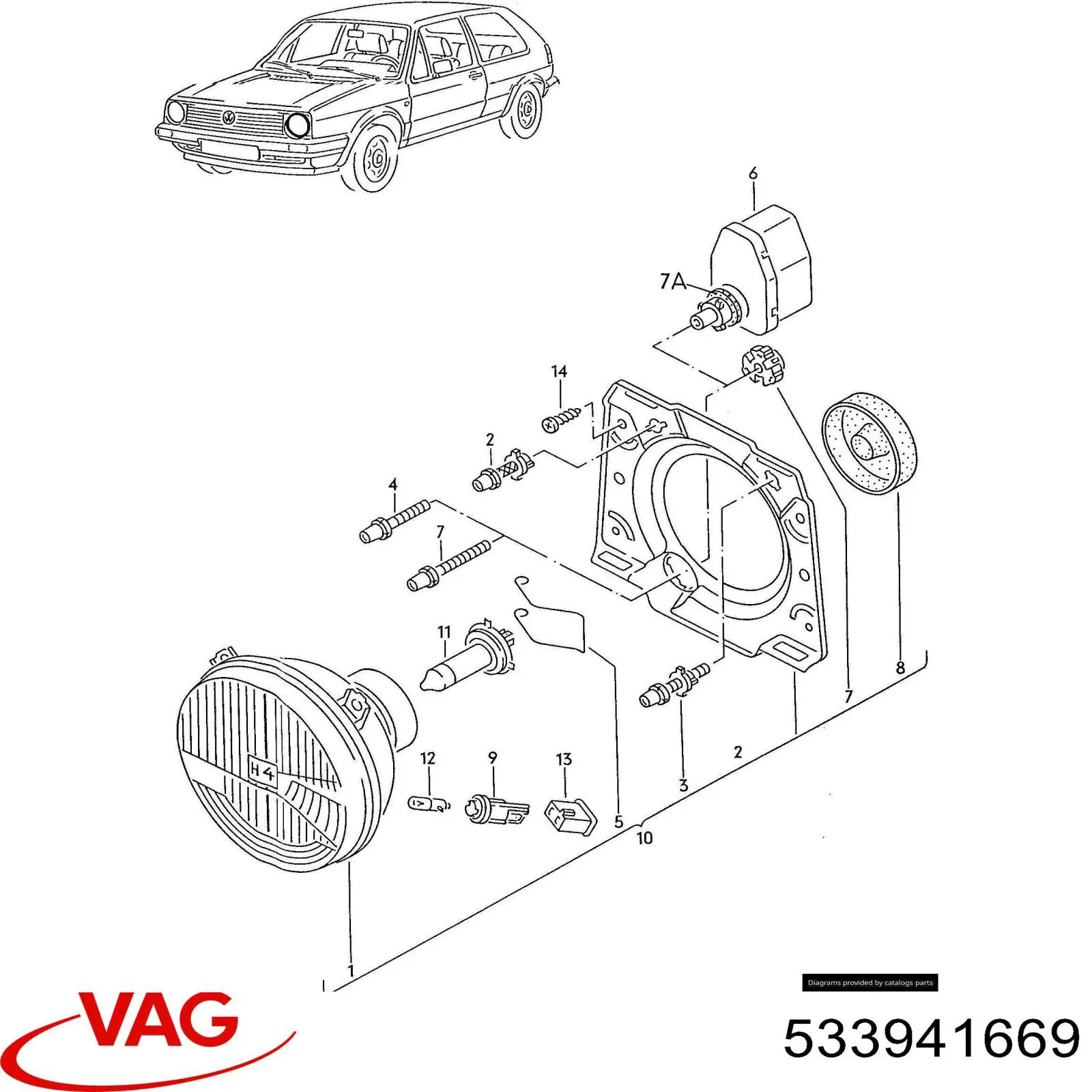 Цоколь лампи в фару 533941669 VAG