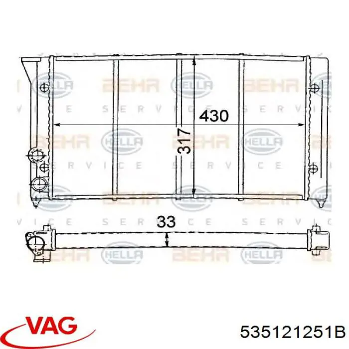 Радіатор основний VAG 535121251B ціна, від 68.29 USD