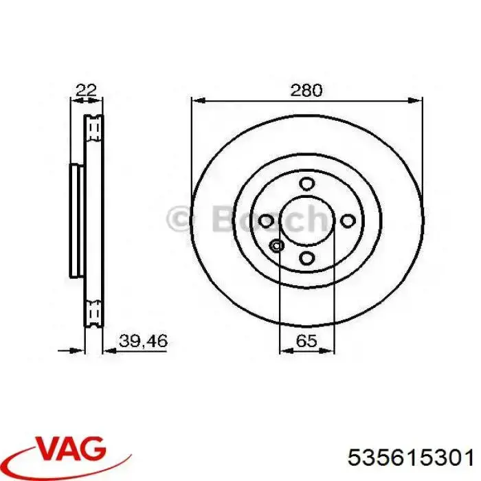 Диск переднього гальма VAG 535615301 ціна, від 41.69 USD