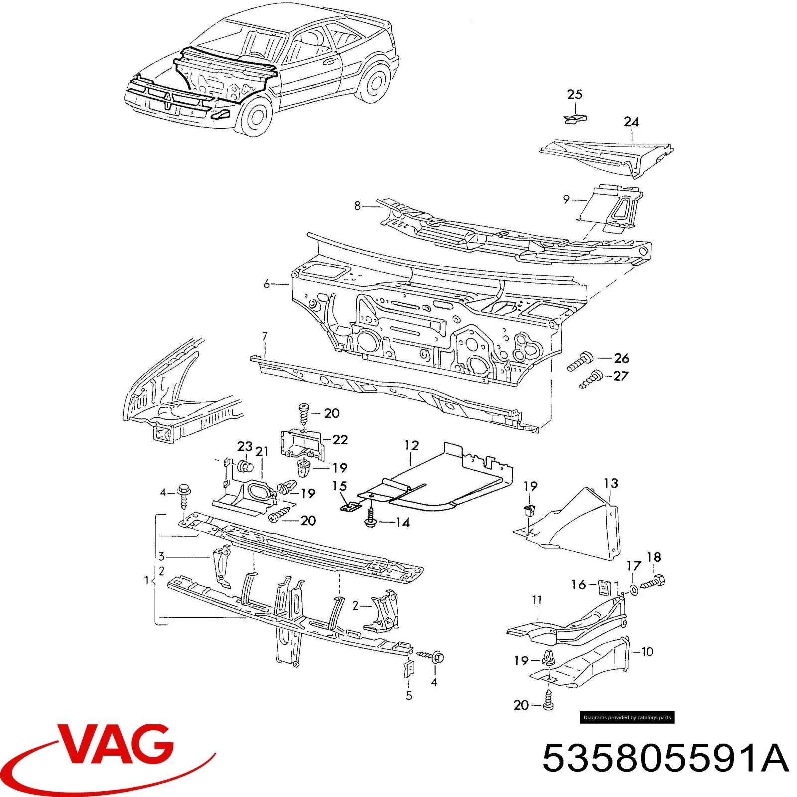 Панель передня VAG 535805591A ціна, від 639.06 USD