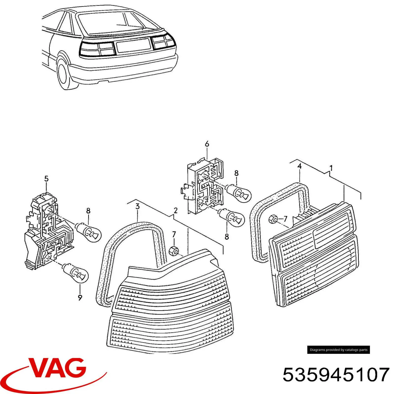 535945107 VAG Ліхтар задній лівий, внутрішній