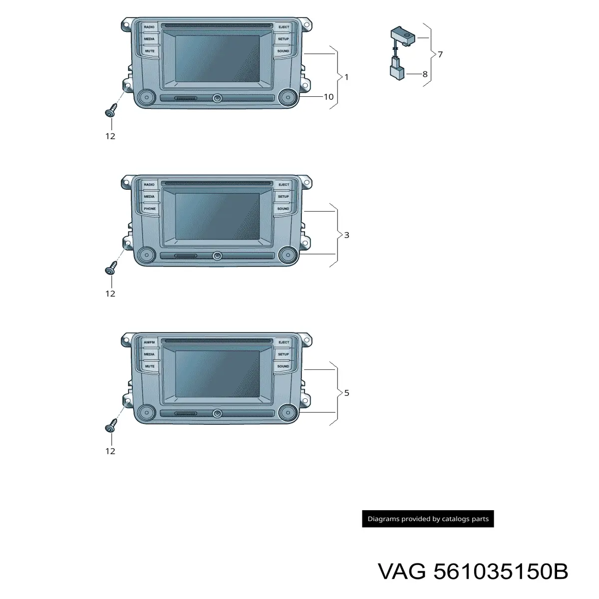 Купити 561035150B VAG Дисплей багатофункціональний