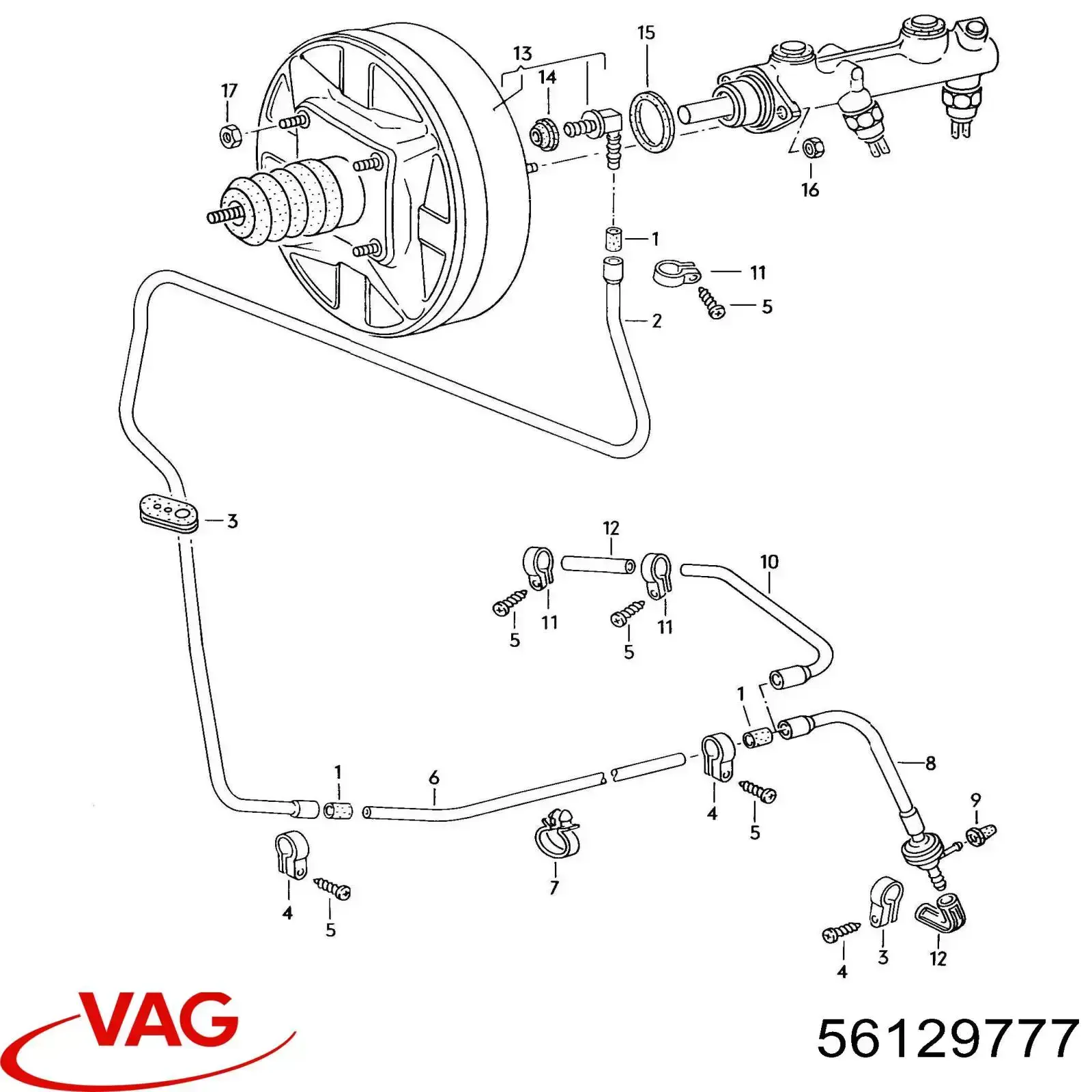 Купити 56129777 VAG Трубка вакуумного підсилювача гальм