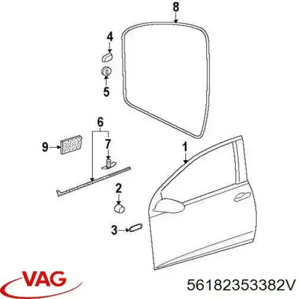 Ручка відкриття капота VAG 56182353382V ціна, від 12.63 USD